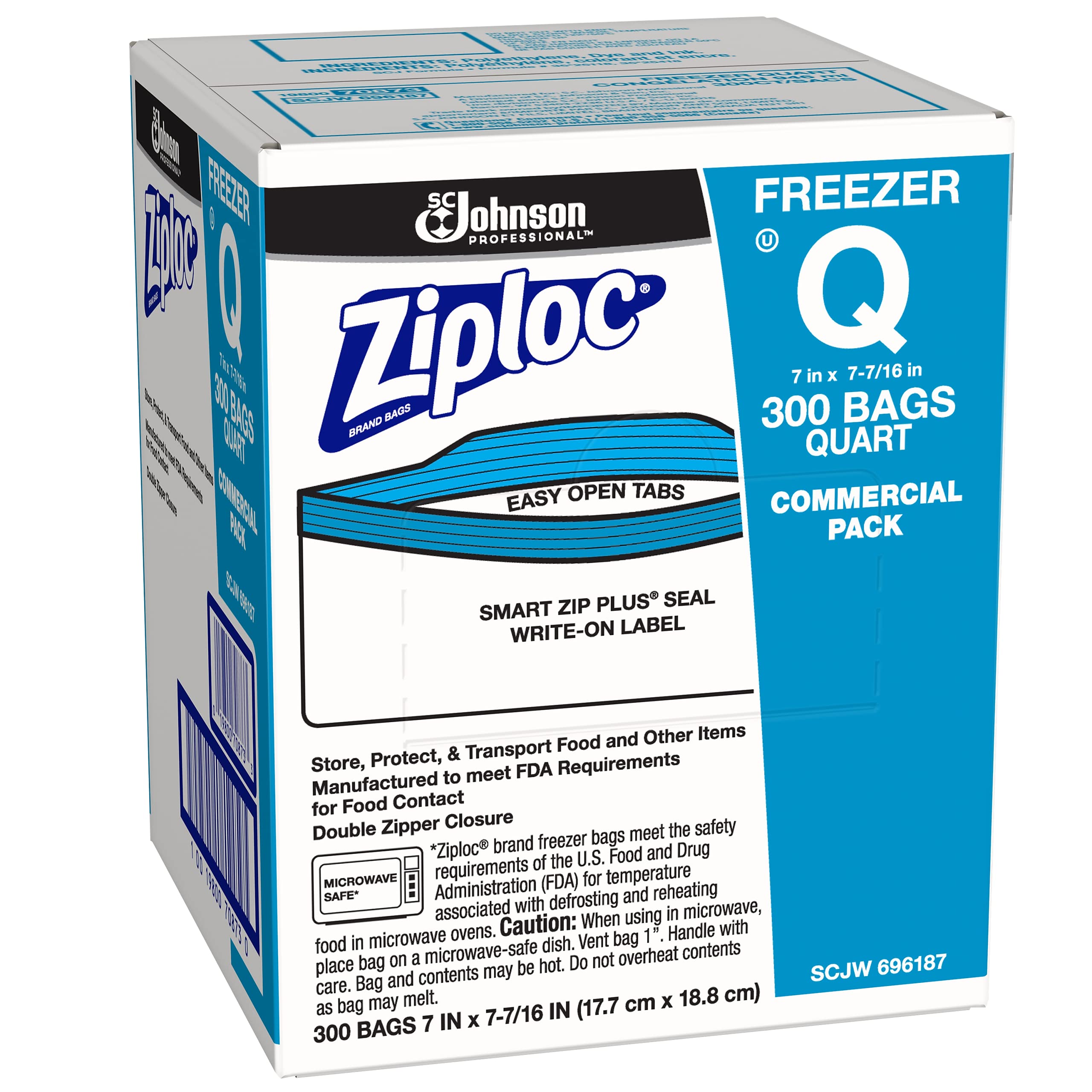 Amazon.com: Ziploc 696187 Double Zipper Freezer Bags, 1Qt, 2.7Mil